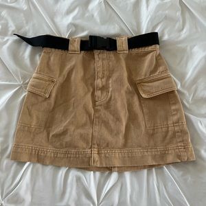 pacsun belted cargo mini skirt tan